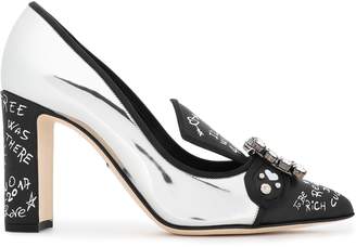 Dolce & Gabbana Embellished Printed And Mirrored-leather Pumps