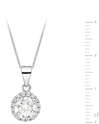 The Love Silver Collection Sterling Silver & White Cubic Zirconia Halo Pendant Necklace with 'Happy Mother's Day' Greetings Card