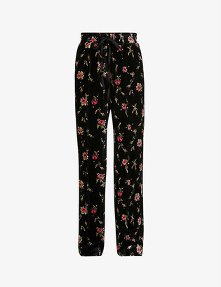 RED Valentino Floral-print straight-led mid-rise velvet trousers -  ShopStyle Pants