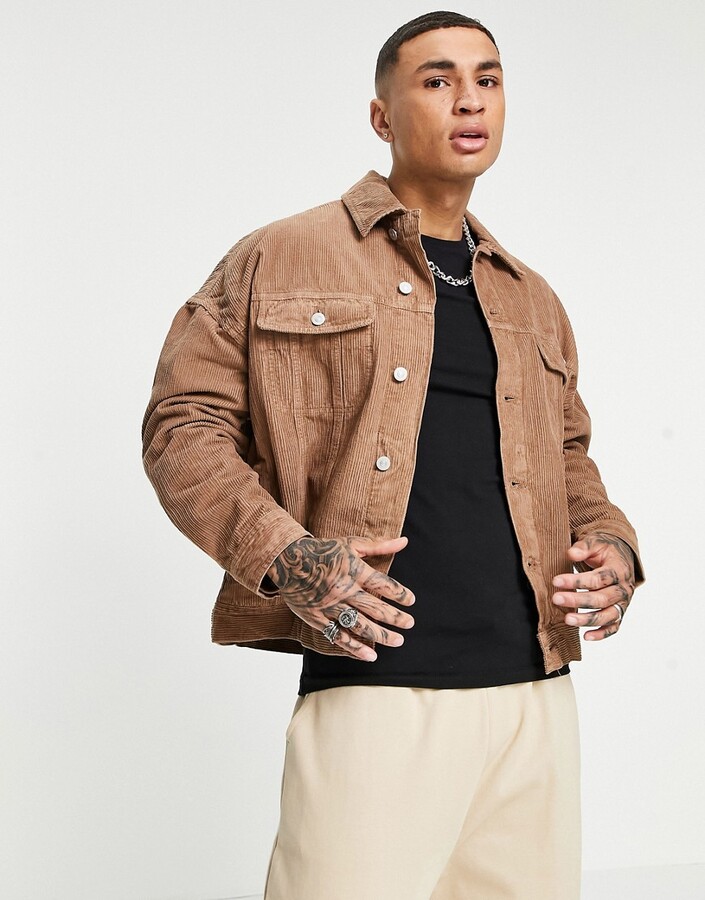 ASOS DESIGN oversized cord jacket in rust - ShopStyle