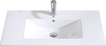 wonline 35.8" Integrated Sink Countertop Vanity Sink Bowl White Ceramic + Faucet