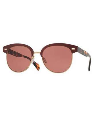 Oliver Peoples Shaelie Monochromatic Semi-Rimless Sunglasses, Red
