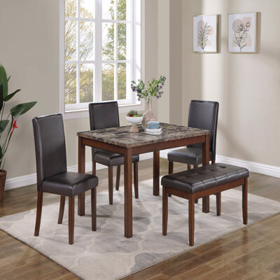 Latitude Run 5 Piece Dining Set With Dining Chairs And Bench