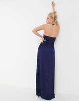 Thumbnail for your product : Little Mistress halterneck maxi dress in navy