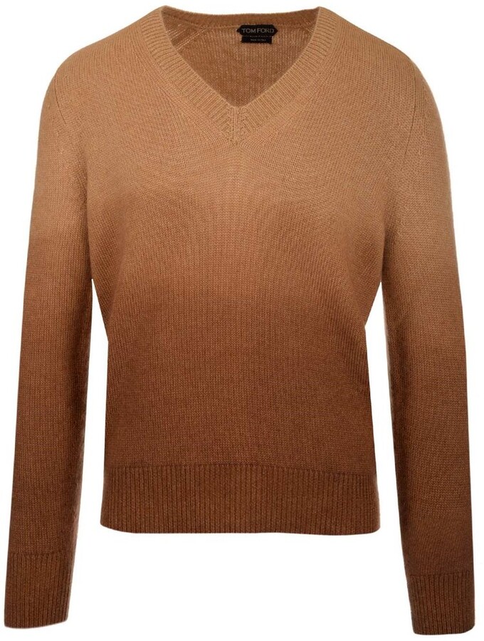 Alanui Cashmere Atacama Tie-dye Printed Sweater in Brown for Men Mens Clothing Sweaters and knitwear V-neck jumpers 