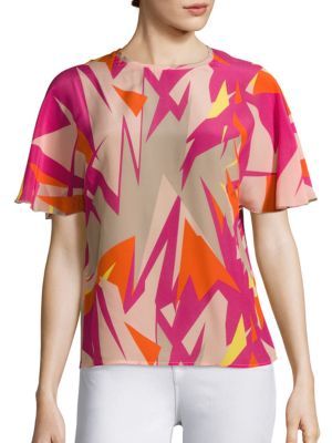 M Missoni Abstract Palm Silk Top