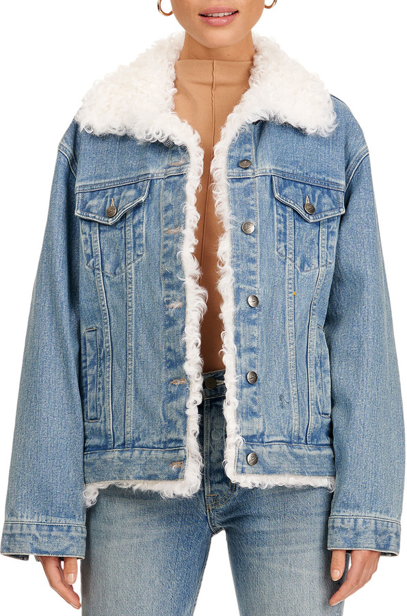 sheep fur denim jacket