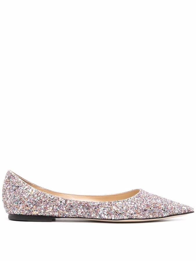 glitter pointed flat shoes