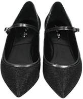 Thumbnail for your product : Julie Dee Pointed Toe Glitter Black Ballerinas
