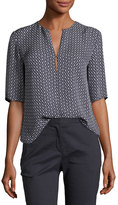 Thumbnail for your product : Theory Antazie Silk Keyhole Top, Blue