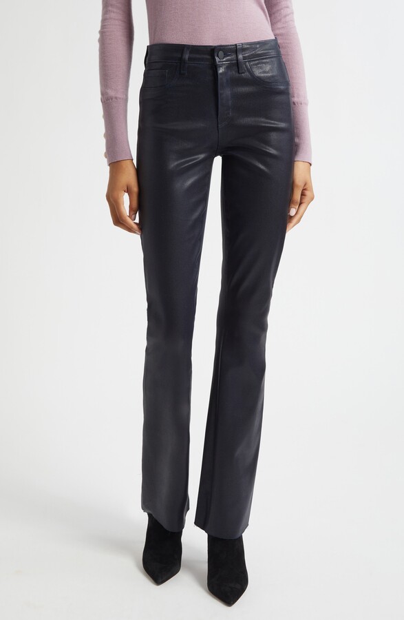 L'Agence Ruth Coated High Waist Raw Hem Straight Leg Jeans