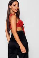 Thumbnail for your product : boohoo NEW Womens Tie Shoulder Twist Front Slinky Bralet in Elastane