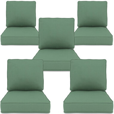 Outdoor Deep Seat Cushion Set Of 5, 23" X 24" X 4" High-Density Foam Patio Chair Cushion, Water-Repellent & UV-Resistant Olefin Fabric Cushion For Cha
