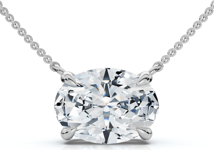 Pompeii3 Certified 2Ct Diamond Oval Solitaire Pendant 14k Gold 18\