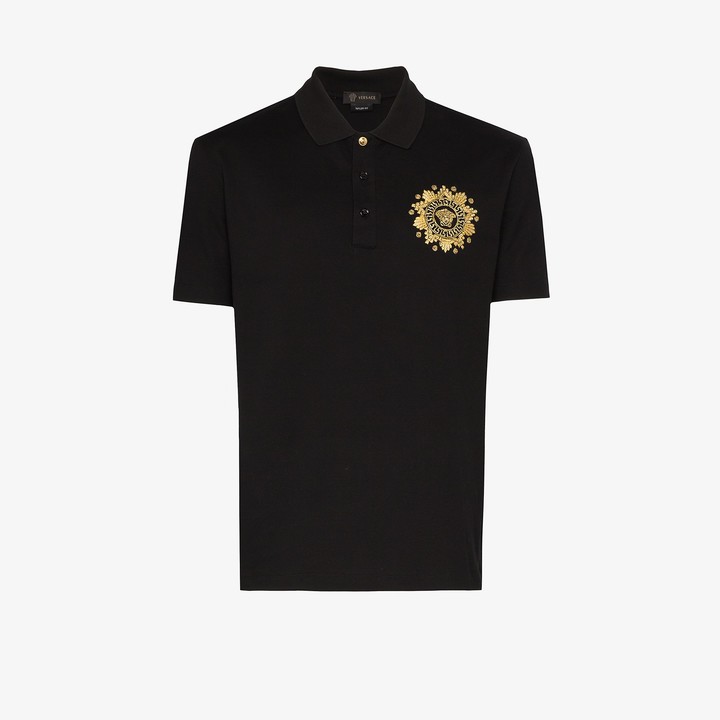 Versace Medusa print cotton polo shirt ShopStyle