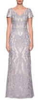 Thumbnail for your product : La Femme Embroidered Lace Column Gown