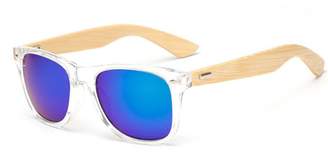 Long Keeper LongKeeper Men's Bamboo Wood Arms Classic Sunglasses (, Blue)