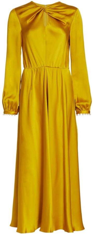 mustard evening dress