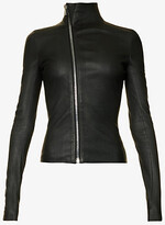 Womens Black Gary High-neck Leather 