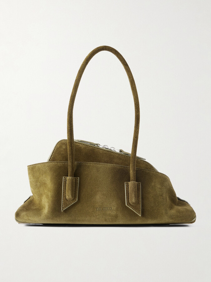 ATTICO La Passeggiata Small Asymmetric Suede Tote - Green