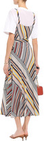 Thumbnail for your product : Tory Burch Hook-embellished Striped Crepe-jersey Midi Wrap Dress
