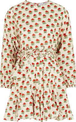 Rhode Resort Ella Cream Floral-print Cotton Mini Dress