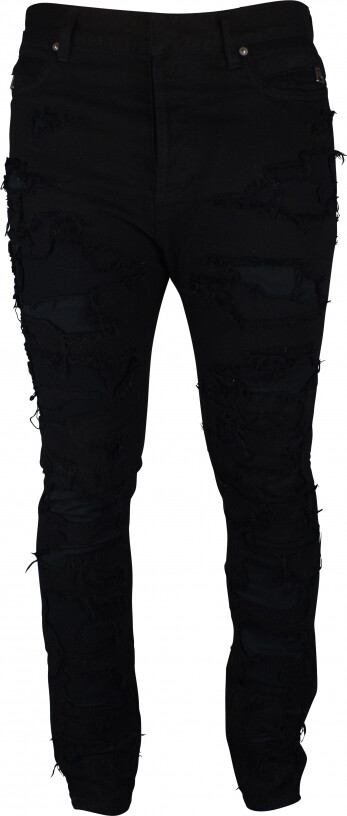 Balmain Men's Designer Jeans Skinny Black Destroyed Jean - ShopStyle