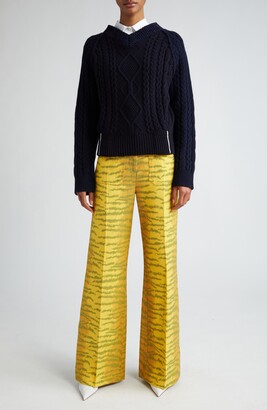 ボトムスその他 Victoria Beckham Pantalone Alina grey in wool VICTORIA BECKHAM Alina textured-wool wide-leg pants | NET-A