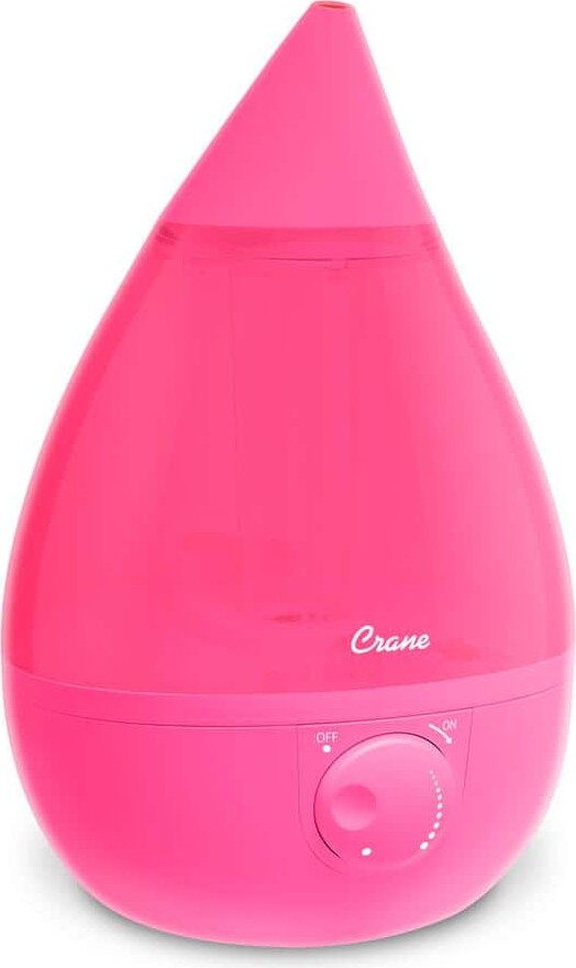 Crane 1 Gal. Drop Ultrasonic Cool Mist Humidifier for Medium to Large Rooms up to 500 sq. ft. - Pink