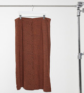 Thumbnail for your product : Daisy Street Plus midi skirt in ditsy leopard print