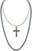 Thumbnail for your product : Esquire Men's Jewelry Fox Chain Necklace in Stainless Steel and Blue Ion-Plate, Created for Macy's