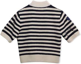 Burberry Kids Heart Motif Striped Cotton Wool Sweater
