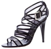 Thumbnail for your product : Loeffler Randall Leather Mesh-Trimmed Sandals