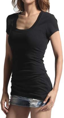 TheMogan Women's Scoop Neck Short Sleeve T-Shirts Cotton Tee M