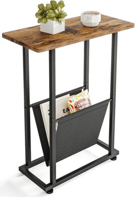 Bedside Table With Storage Shelf, Narrow Side Table, Slim Magazine Table For Small Space