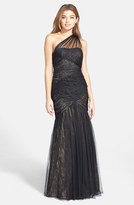Thumbnail for your product : Monique Lhuillier ML  One-Shoulder Tulle Trumpet Gown (Nordstrom Exclusive)