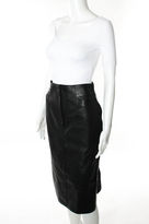 Thumbnail for your product : Loewe NWT Black Leather Flat Front Side Slit Mid Calf Pencil Skirt Sz 38 $3100