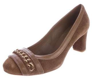 Tory Burch Chain-Link Suede Pumps