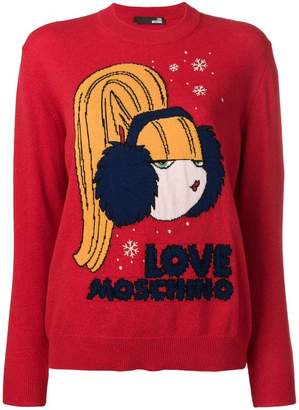 Love Moschino logo intarsia sweater