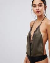 Thumbnail for your product : ASOS Design Lace Trim Body In Khaki
