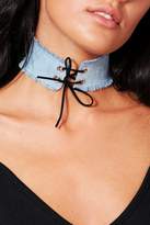 Thumbnail for your product : boohoo Jenny Lace Up Denim Corset Choker