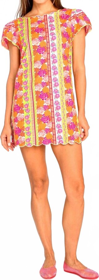 Elizabeth and James Louisa Shift Mini Dress In Rosebud Ribbon Stripe