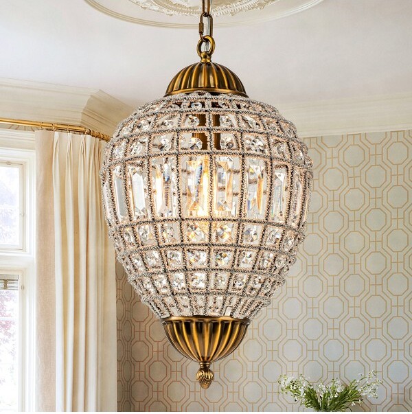 LLHZSY1-LightsRetroAntiqueSphereCrystalChandelierAdjustableHeight