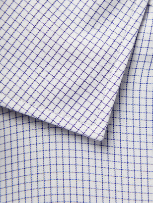 Ermenegildo Zegna Cutaway-Collar Micro-Checked Cotton Shirt - Men - Blue - EU 45