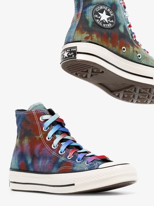 Converse multicoloured Chuck 70 tie-dye check high top sneakers
