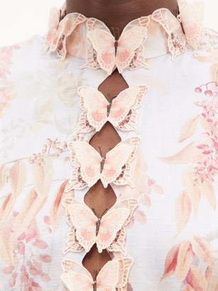 Zimmermann Botanica Floral Linen-blend Organza Maxi Dress - Pink Print