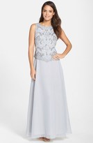 Thumbnail for your product : J Kara Embellished Bodice Mock Two-Piece Gown