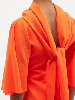 Roksanda Cowl-neck Tie-back Wool-crepe Midi Dress - Orange