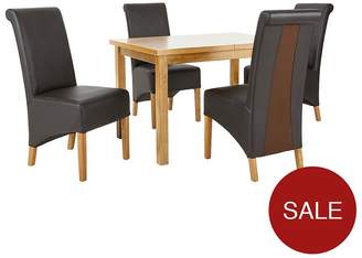 Evelyn 120-150 Cm Solid Wood Extending Dining Table + 4 Sienna Chairs