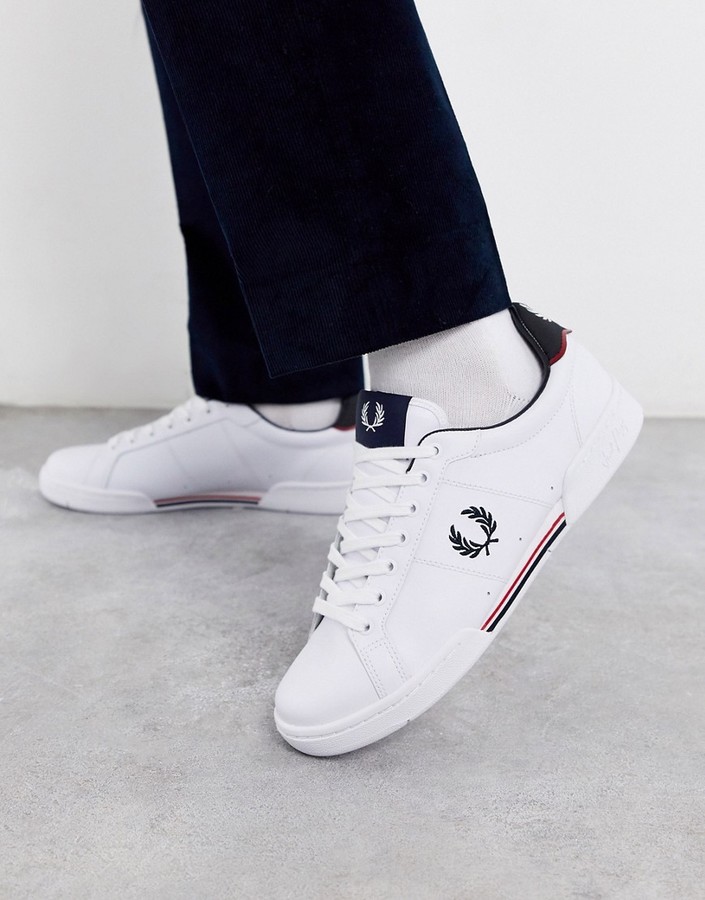 Fred Perry B722 leather sneakers in white - ShopStyle